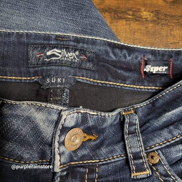 Silver Jeans 29 Suki Bootcut Mid Rise Tummy Control Open Button Flap Western - Picture 6 of 14